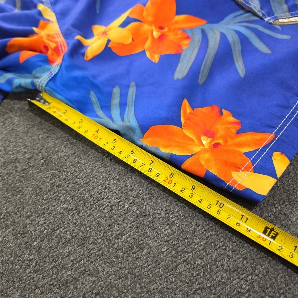 Vintage Billabong Board Shorts Mens 34 Blue Orange Floral Tropical Surf y2k